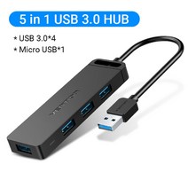 VENTION USB 허브 3.0 멀티 USB 분배기 4 USB 포트 3.0 2.0 마이크로 충전 전원 레노버 XIAOMI 맥북 프로 PC 허브 USB 3 0, 1개, 스페인, USB 3.0 with power