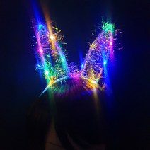 반짝이 LED 토끼 머리띠 불빛 놀이공원 야광, 임의 발송 1개