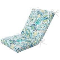 Pillow Perfect 페이즐리 실내/실외 솔리드 백 1피스 사각 코너 의자 쿠션 타이 포함 딥 시트 날씨 및 변색 방지 92.7cm x 45.7cm36.7인치 18인치 블루/, Blue/Yellow