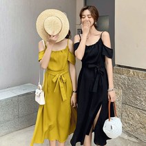 오노마 오노마 오노마 ONM 오픈숄더 끈나시 핀턱 허리스트링 롱 원피스 (9014216)