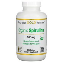 California Gold Nutrition 유기농 스피루리나 USDA 인증 500 mg 720 태블릿, 1개