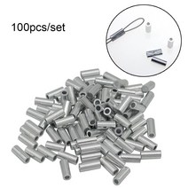 호환 낚시배 바다낚시배요트 부품 100pcs 단일 알루미늄 라운드 튜브 와이어 파이프 크림프 슬리브 커넥터 낚싯줄 튜브 액세서리 도구, 1.8mm