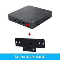 Beelink-T4 Pro 미니 PC 인텔 셀러론 N3350 윈도우즈 10 4GB DDR4 64GB eMMC 듀얼 HDMI USB 3.0 2.4G 5.8G WiFi BT4.0 P, 해외공급사, UK, T4 Pro with Bracket