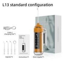 풀 아웃 구강 세척기 물 치과 치실 휴대용 충전식 180ML 탱크 대형 스크린 워터 제트 6 속도 치아용, orange