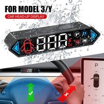 Luixxuer 테슬라 모델 3/Y 2019-2022 헤드업 디스플레이 속도계가 있는 미니 HUD 디지털 기어 방향 지시등 도어 알림 안전 벨트 배터리 레벨 알림 (01)15