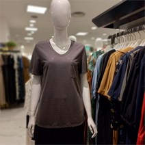 셀러허브 1 블루페페 NC14 비즈장식 U넥 린넨 티셔츠 P212PSM011