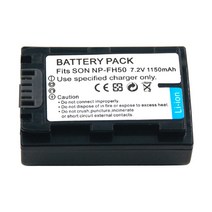 배터리호환 NP-FH50 FH60 1150mah 충전식 디지털 배터리 소니호환 카메라 알파 DSLR-A230 A290 A330 DVD103, 02 2PCS
