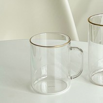 드보에 내열 유리 머그컵 세트, 6P, 골드테두리 내열머그 M04