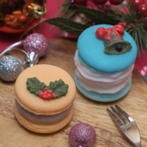 캔들바다 수제몰드 - 크리스마스 마카롱 & 뚱카롱 6종 필링 7종 (선택), [ 2번 - 레드베리/성탄종뚜껑 ]