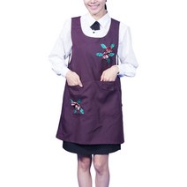 웰컴가운 AE92 큰주머니 원피스형 앞치마 이화꽃송이 요양 복지, AE92 브라운M