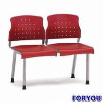 ForU930 2인용 연결의자 레인보우 팔무 올사출 대합실의자 의자 로비의자 휴게실의자, 레드 블랙