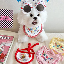 강아지 고양이 생일 파티 케이프 강아지빕 반려견 턱받이 생일케이프, JDF-04-벌스데이베이비턱받이-옐로우, M, JDF-04-벌스데이베이비턱받이-옐로우