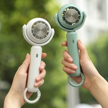 (1+1)휴대용 냉각 손선풍기 스탠딩겸용 무선 에어컨 쿨팬, 핑크+그린