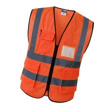 안전조끼 주머니 있는 반사 안전 조끼 엔지니어 건설 장비, 06 Orange L