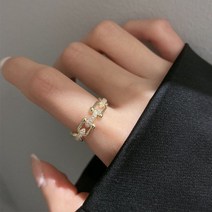 큐빅 클립 체인 오픈링 반지 A081