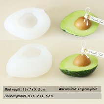 양초만들기 향초 캔들만들기 최신 3D 시뮬레이션 아보카도 아로마 양초 실리콘 과일 비누 만들기 금형 홈, 01 라이트 그레이