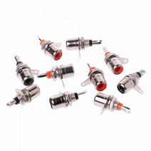 배선커넥터 전선 단자 연결 10 pcs 니켈 도금 rca 포노 섀시 패널 마운트 암 소켓 어댑터 레드 블랙, 10-19 개