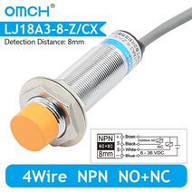OMCH M18 유도 근접 센서 스위치 감지 PNP NPN NO/NC DC 6V-36V 범위 5mm 8mm, 04 DC 4 Wire NPN NO NC