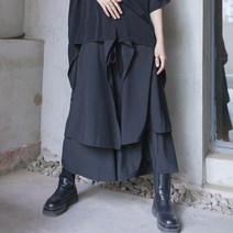 야 마 가타 9 부 팬츠 여성 일본 식 더 블 디자인 감 소 크 라 우 드 블랙 계열 와 이 드 드 드 드 드 드 팬츠 와 이 드 팬츠 레 인 사이즈.
