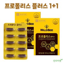 [진리마켓 정품] 호주산 와일드비 프로폴리스 플러스 1+1 4개월분 120캡슐 종근당건강 아연 셀렌 항산화, 2박스, 500mg 30g 60캡슐