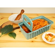 푸시앤컷 김치자르미 도마없이 김치자르는 통 배추김치 파김치 밀폐용기, 민트, 1개