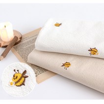 릴리패브릭 대폭 바이오워싱 면 20수 광목 자수 : 꿀벌 2컬러 [E0963], 백아이보리