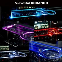 ArtX 뷰티풀 코란도 USB 5V LED 2단 차량용 무중력테이블 컵홀더 식탁 자동차 선반 핸드폰 거치대 수납용품, 추가안함, 아이스블루LED, 일반 타입