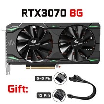 Mllse 그래픽 카드 트리플 팬 rtx 3070 8gb 게임용 비디오 카드 nvidia gpu gddr6 256bit hdmi1 dp3 pci express 4.0 x16 rtx, 이중 팬
