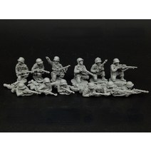 1:72 다이캐스트 피규어 2차 세계대전 미 보병 전투 분대 모델 조립 키트 디오라마 도색되지 않음, 없음