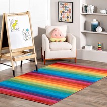 NuLOOM Henriette 무지개 세탁기 세탁 가능한 어린이 러그 1.5m x 2.1m(5피트 7피트 6인치) 멀티