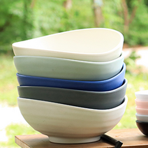 가벼운 멜라민그릇 오발볼 특대 면기 우동 냉면 라면 삼계탕 샐러드 시리얼 캠핑용 볼 대접, 블랙