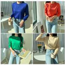 봄 여성 니트 비비드컬러 라운드니트티 데일리 기본티