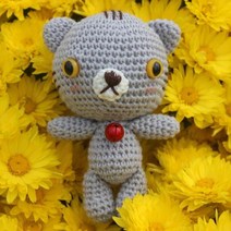 코바늘하나면돼 키링고양이인형 2 아미구루미 코바늘 손뜨개 DIY 키트 인형패키지, 사파이어, 1개
