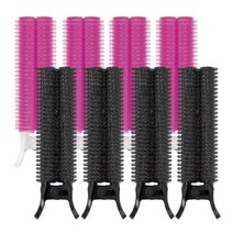 글로스앤글로우 뿌리볼륨업 헤어롤 집게, 형광핑크, 블랙, 8개