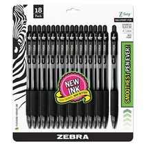 Zebra Pen Z 그립 접이식 볼펜 M 포인트 1.0mm 블랙 잉크 18피스 22218 184379, Black_18 Count (Pack of 1)