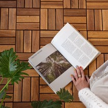 아카시아 원목 조립마루 데크타일 내츄럴 월넛 12슬롯 10P 베란다 현관 테라스 베란다