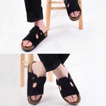 미끄럽지않은 슬리퍼 발볼넓은 코르크 커플템 쿠션 여름 샌들