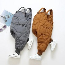 Tengduo 귀여운 베이비 남아여아 공용 겨울철 멜빵 패딩바지 두꺼운 방한 보온 바지 팬츠 점프수트