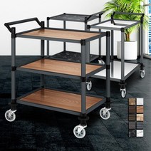 식당용 그릇 흔들림 없는 서빙 카트 소음적은 미용실 튼튼한핸드카트, 프리미엄, 오레건월넛 2단 중