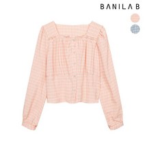 [바닐라비] 여성 프릴 스퀘어 체크 크롭 블라우스