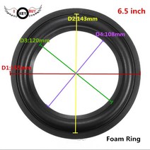 스피커 서라운드 서브우퍼 콘 에지 DIY 수리 액세서리 내부 직경 106mm 접이식 폼 65 인치 6 로트당 10 개, 2.6inch