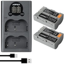 배터리 카메라용 밧데리 AOPULY 2400mAh EN-EL3e EN 디지털 카메라 배터리 Nikon D300S D80 D90 D50 L50, 05 2BatteryWithCharger