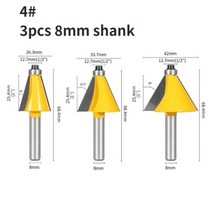 YUSUN 8MM 15/22.5/30 Degree Chamfer Bevel Edging Router Bit Woodworking Milling Cutter For Wood Face, 01 CHINA, 01 3pcs 8mm shank