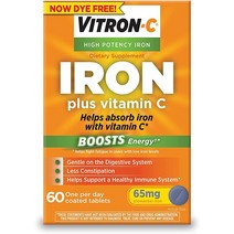 [캐로플] Vitron-C 철분 보충제 1일 1회 고함량 플러스 비타민 C 무염료 정제 60정, [01] 60개1팩, [01]  효능