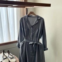 [다잇템] 여자 민무늬 카라넥 롱 데일리 FW 원피스