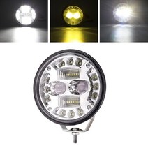 YnGia 오프로드 LED 작업등 12.7cm(5인치) 원형 오토바이 LED 헤드라이트 범용 운전 안개등 12V 24V 앰버 및 화이트 스팟 투광 조명 트럭 트랙터 트레일러 보트, Amber and White - 26 LED (1PCS