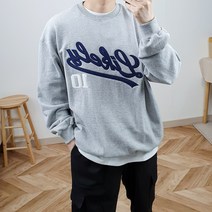 WOWayo 남자 오버핏 라이키 레터링 소매 자수 맨투맨 3color