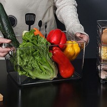 조립식앵글제작 냉장고홈바 속깊은수납장 정수기선반 주방 냉장고 캐비닛 보관 상자 서랍 냉동고 특수 바구니 마무리 인공 고기, [12] 4504. 투명 냉장고 박스-스퀘어 미디엄 3