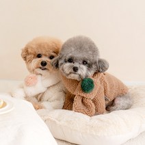 울리 폼폼 머플러 강아지목도리, M, 브라운