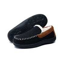Telifor Mens 퍼지 모카신 하우스 슬리퍼 남성용 메모리 폼 실내 침실 슬리퍼에 편안한 겨울 슬립 아늑한 푹신한 플러시 모피 라이닝 맨 홈 하우스 슈즈 미끄럼 방지